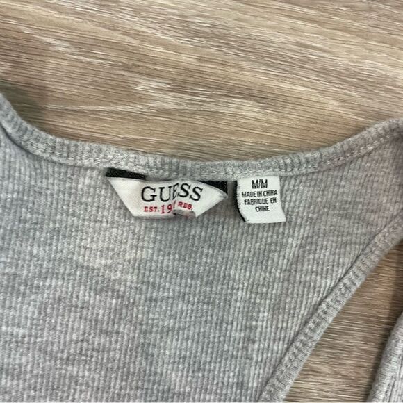 GUESS Gray Tank Top Sequences embroidery Cami Tshirt Slim Fit M - Picture 4 of 8